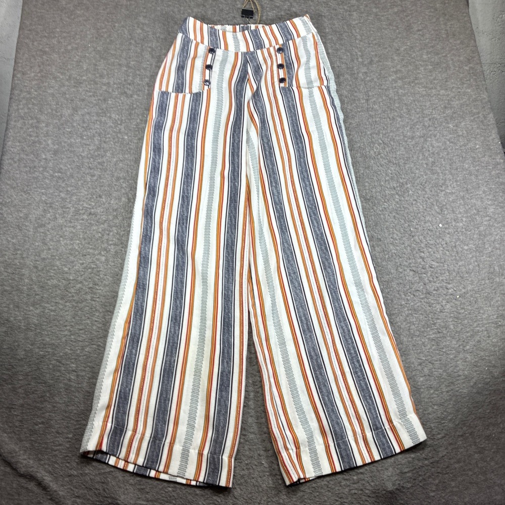 Unique Vintage Sailor Pants Womens Medium Multicolor Striped High Rise Wide Leg